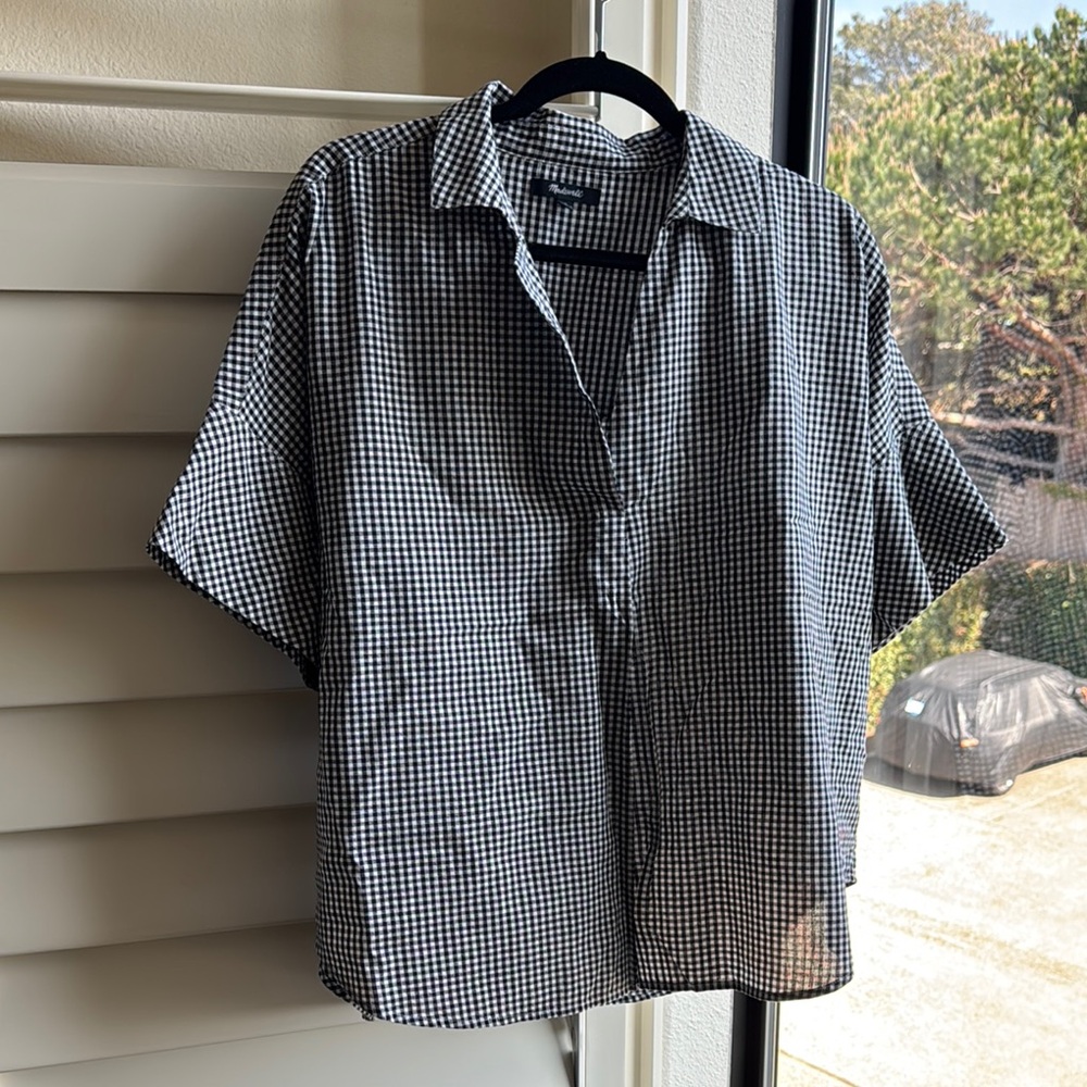 Madewell Black and White Gingham Blouse! 🤍🖤🤍🖤